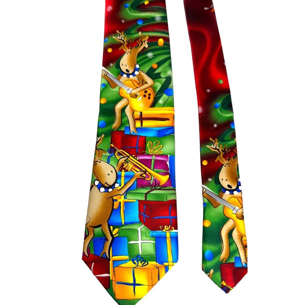 J. Garcia Dracula Claus Collection Sixty Christmas Men's Tie Reindeer & Gifts
